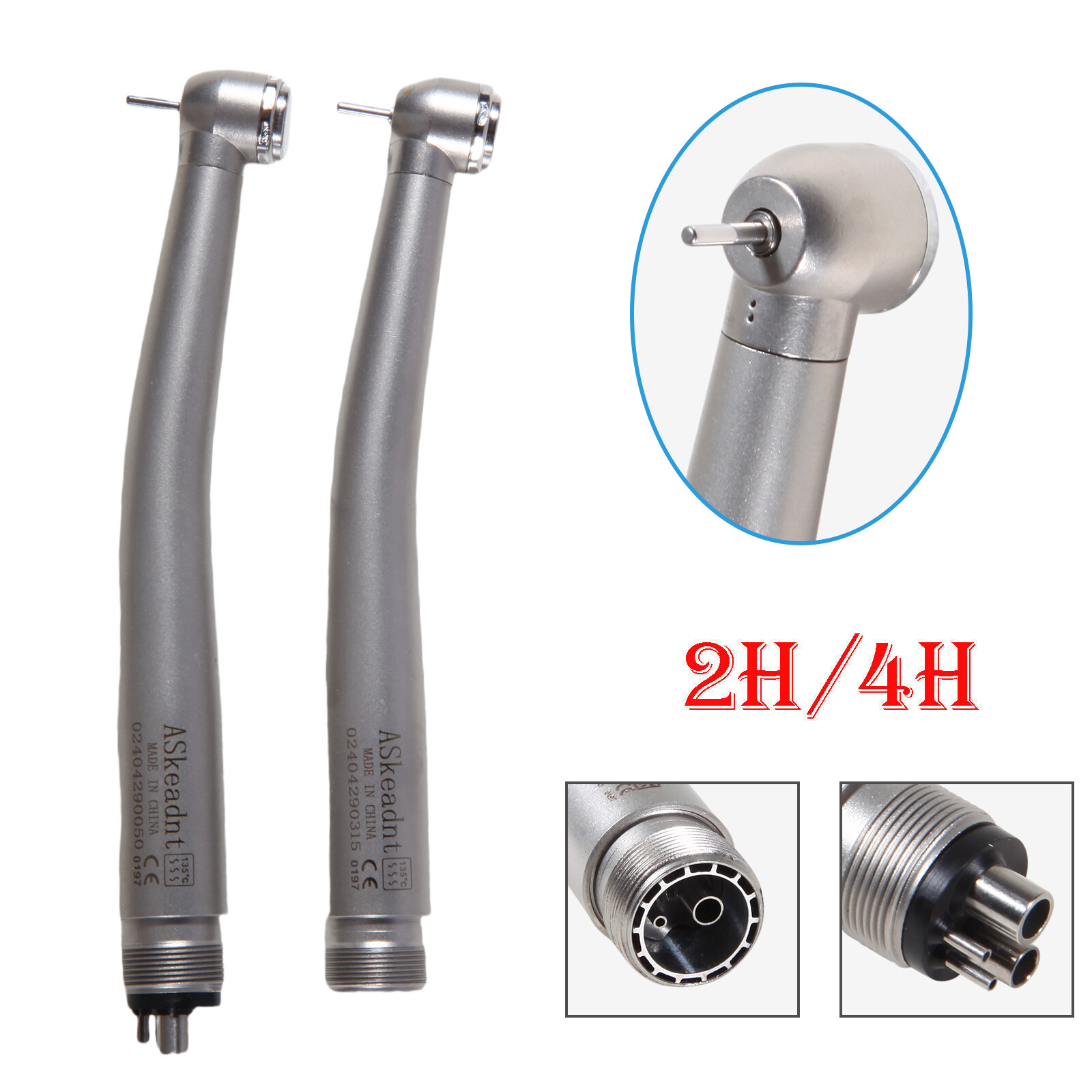 Askeadnt Dental High Speed (LED E-generator) Handpiece 4/2-Hole Push Turbine