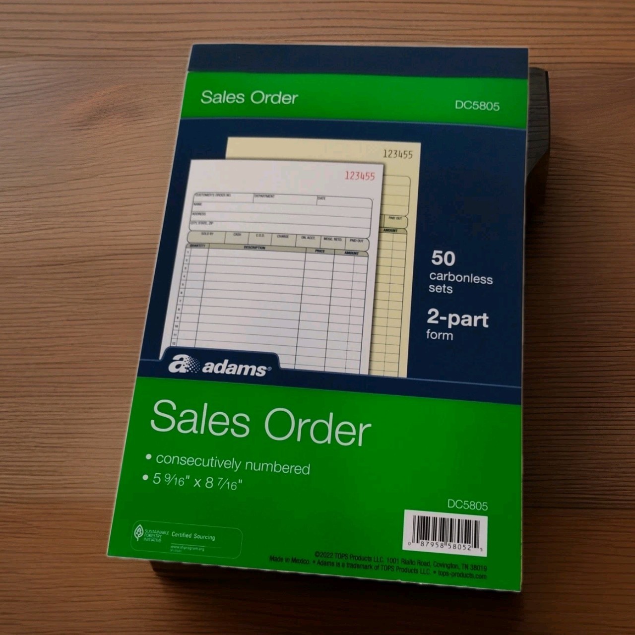 Adams Sales Order Book 2-Part 50 Count Pack of 1 White Canary DC5805