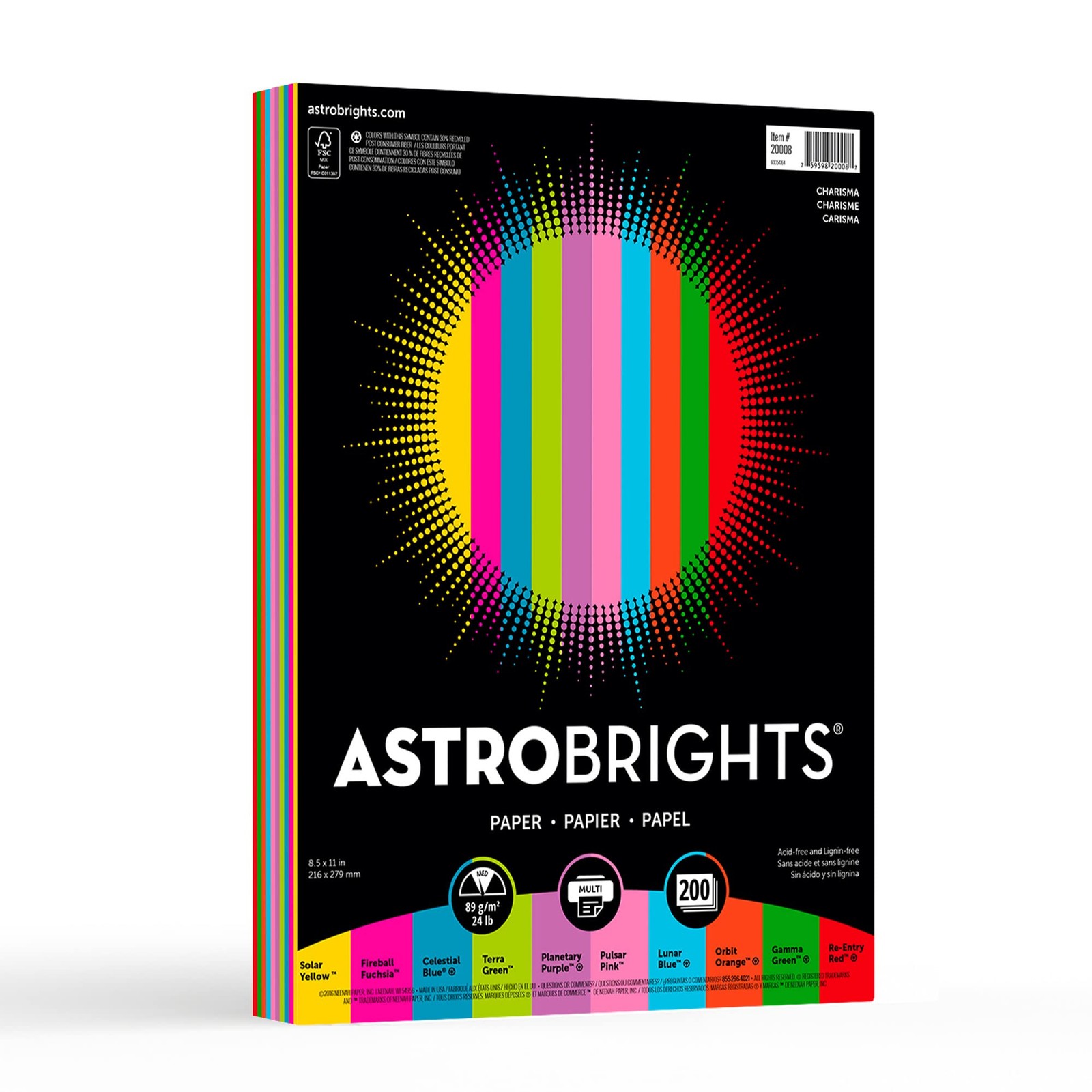 Astrobrights® Bright Color Paper, Letter Size Paper, 24 Lb, FSC Certified, As…