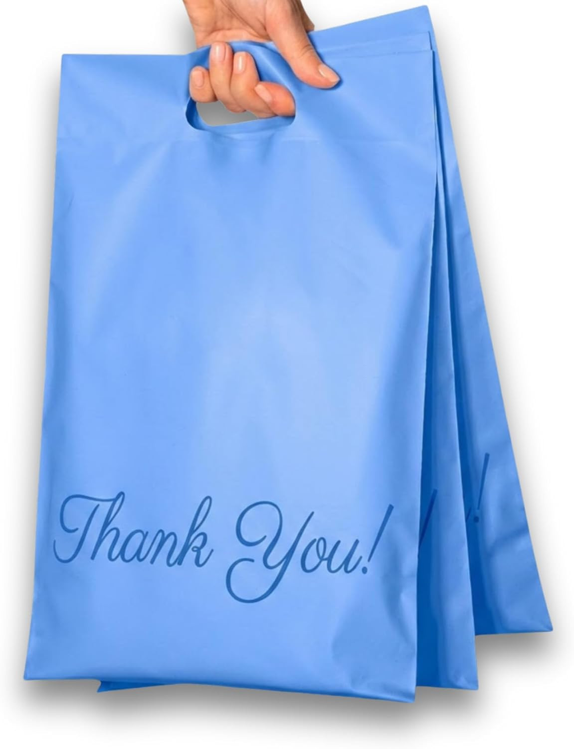 Blue Packaging Bags 10X13, 100 Pack Thank You Mailers, Poly Mailers with Handle,