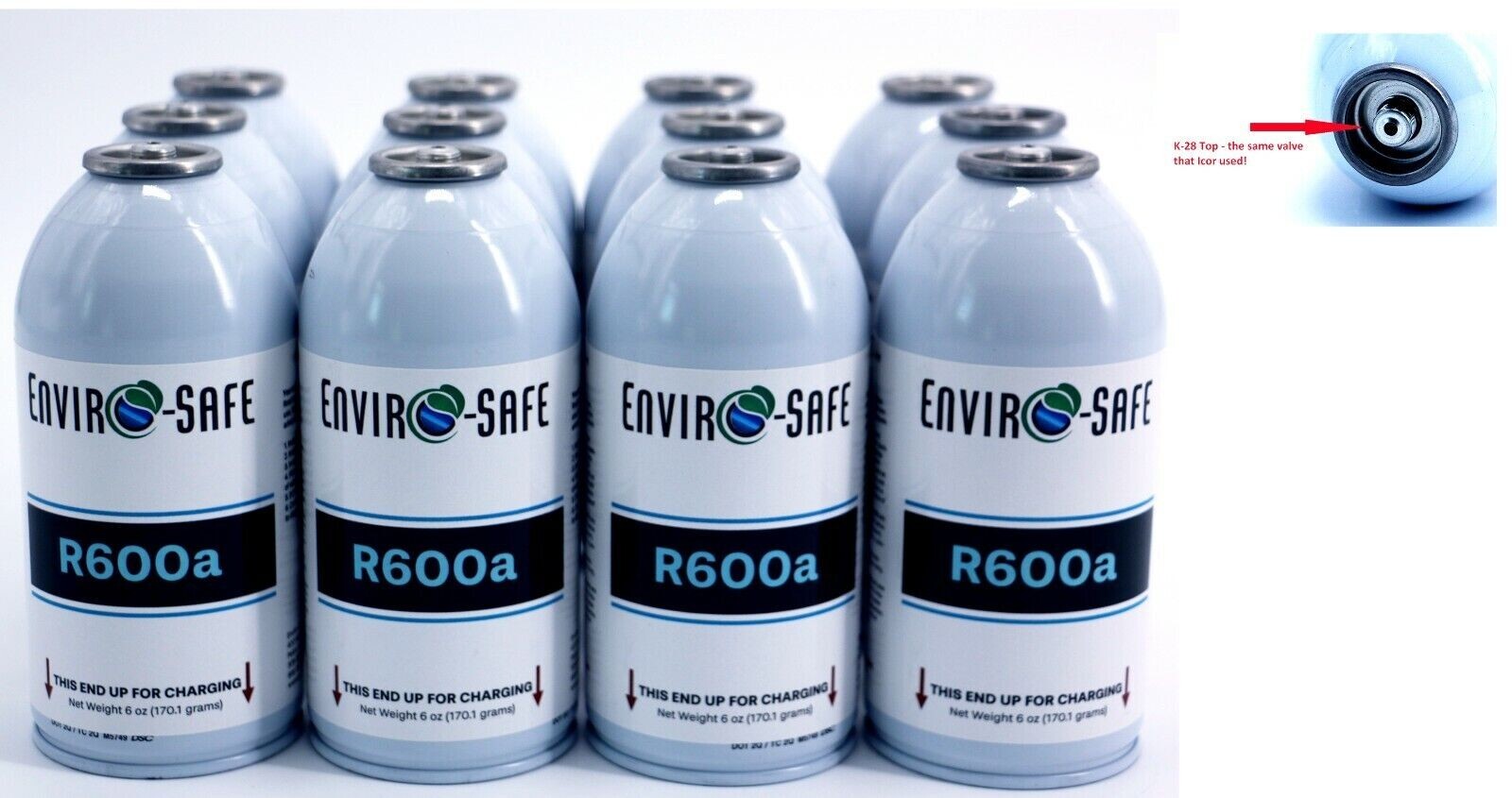 Enviro-Safe R-600a Refrigerant with 7/16″ Self Sealing K28/12 cans/TopTap