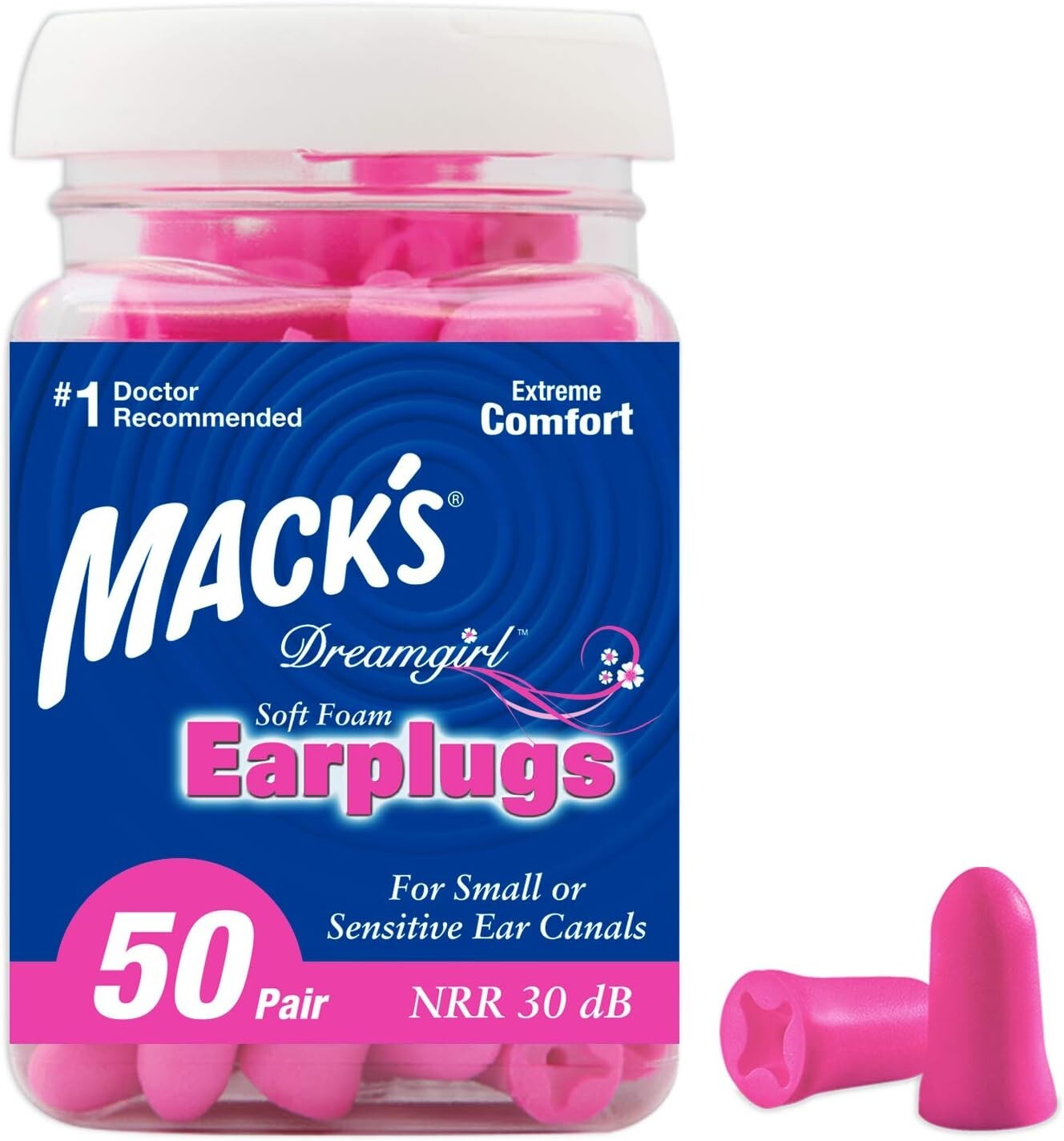 Mack’s Dreamgirl Soft Foam Earplugs, 50 Pair, Pink – Small Ear Plugs