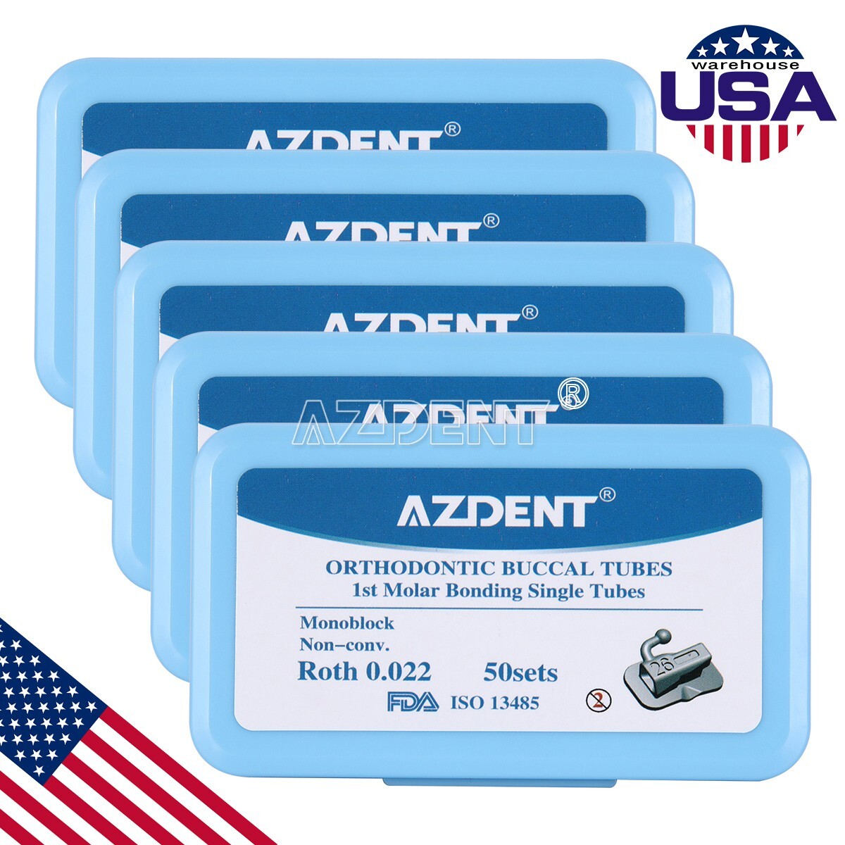 Tubos bucales de ortodoncia dental 1er tubo molar Roth 022 Bondable monobloque