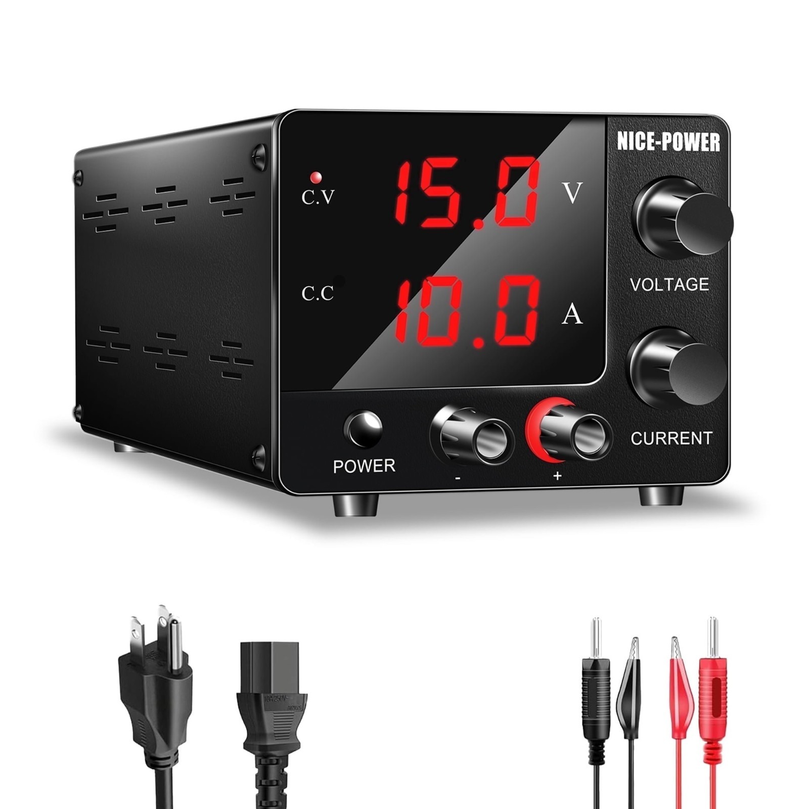 NICE-POWER DC Power Supply Variable 0~30V 0~10A, 3-Digits LED Display Current an