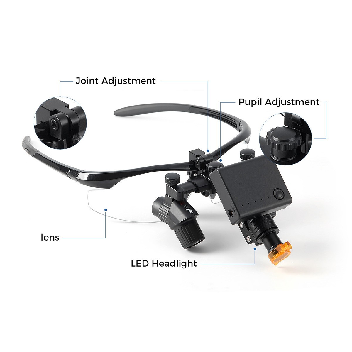 4.0X Dental Loupes Medical Ergo Surgical Magnifier+5W LED Surgical Head Light