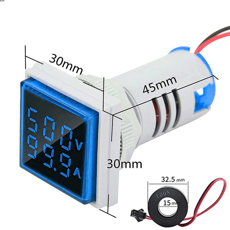 Lots of AC 60-500V 0-100A 22mm 2in1 Voltmeter Ammeter LED Digital Volt/AMP Meter