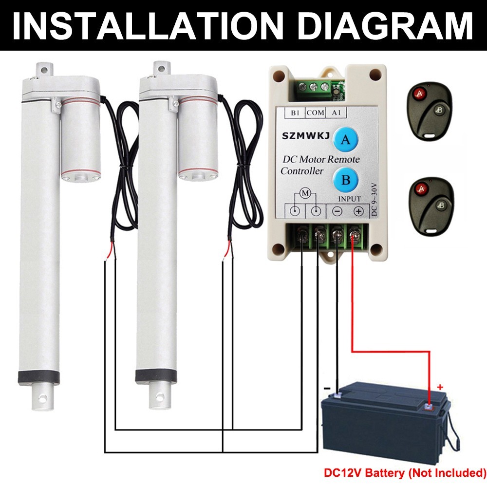 1500N Lift Electric 12V 2X14″ 330lbs Linear Actuators Motor W/ Remote Controller