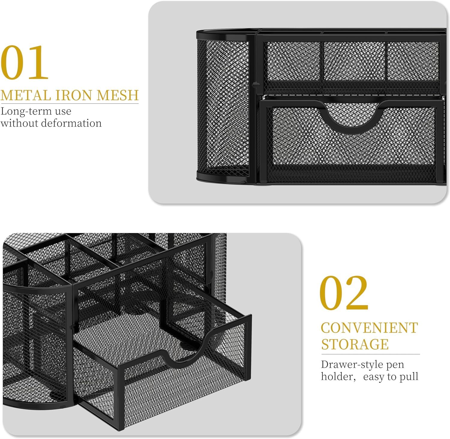 SUPEASY Mesh Desk Organizer, Accessories & Workspace Obsidian Black