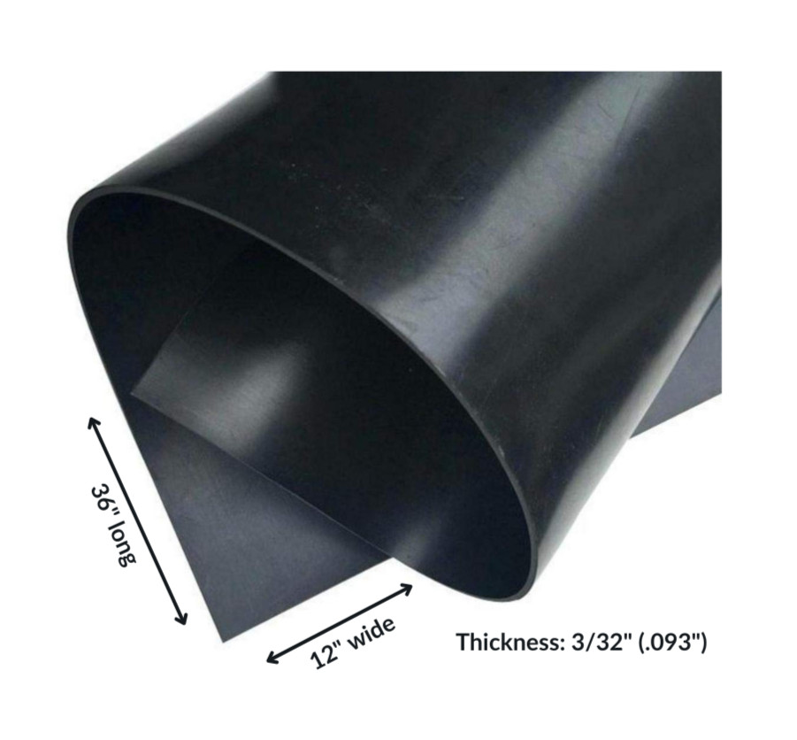 Neoprene Rubber Sheet Solid 3/32″ thick x 12″ wide x 36″ long 60A Duro, Black