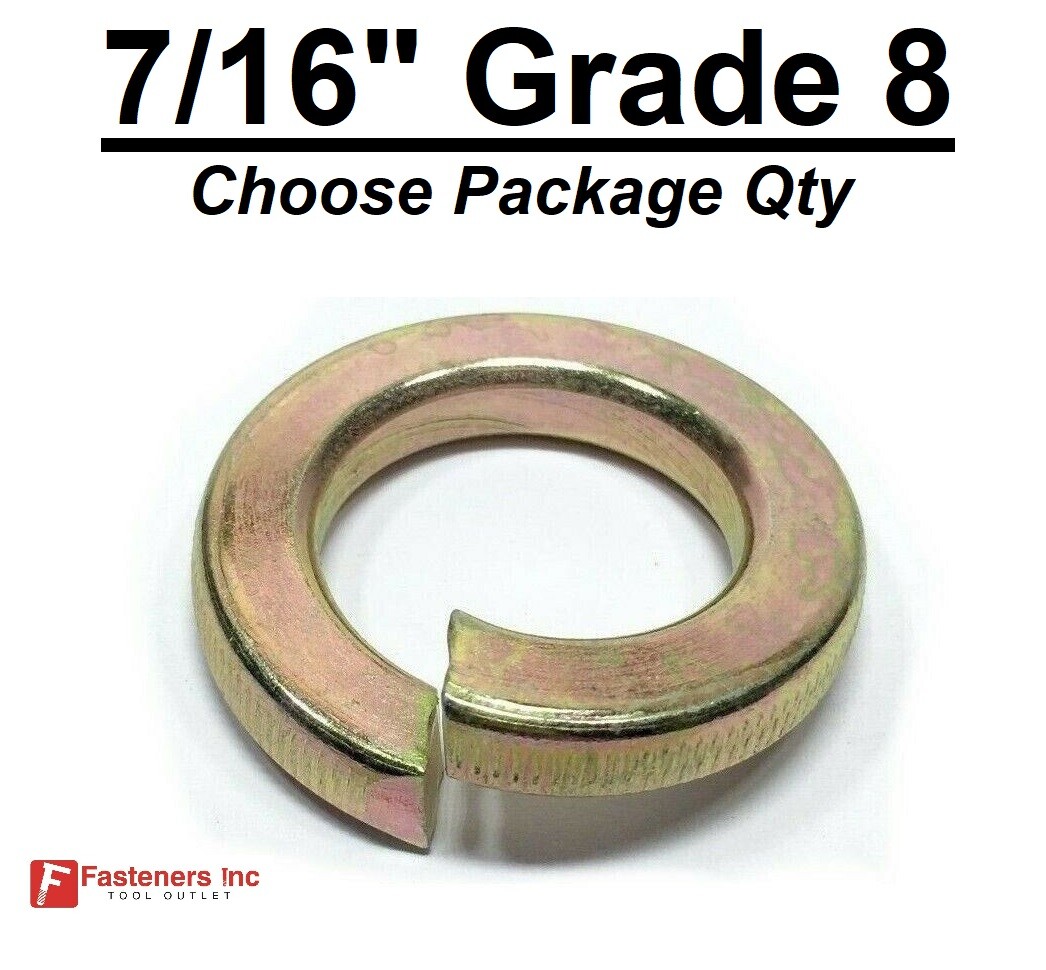 7/16″ Grade 8 Hardened Yellow Zinc Plated Steel Split Lock Washers