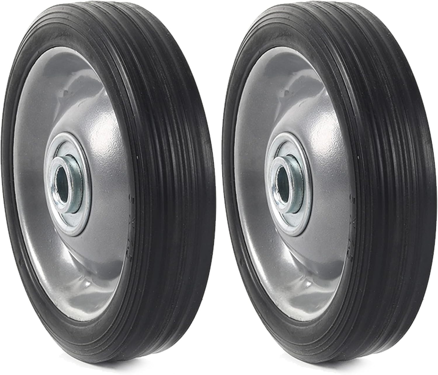 Universal Fit 5″ Flat-Free Solid Rubber Wheel Assemblies – 2-Pack, All Seasons
