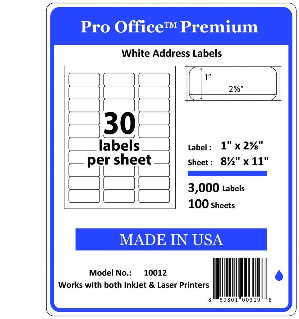 WING OFFICE 30K Premium Shipping Labels Blank Self Adhesive 1 x 2 5/8 30/sheets