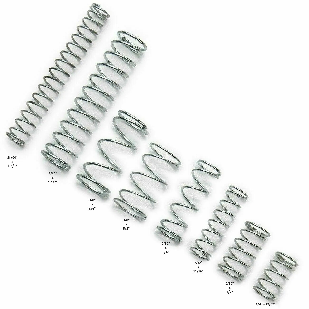 New 5 Pack Zinc Plated Compression Spring 7/32 1/4 9/32 5/16 23/64 3/8