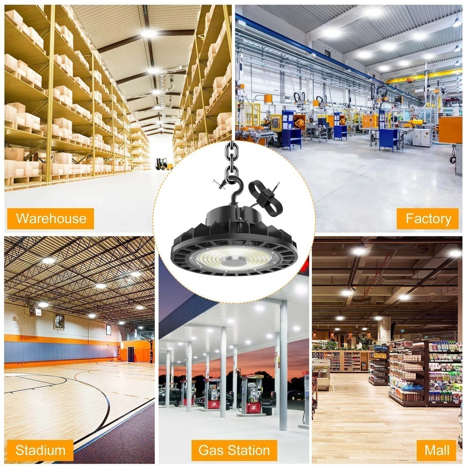 150W/120W/90W UFO Led High Bay Light Industrial Warehouse Shop Lighting 277V AC