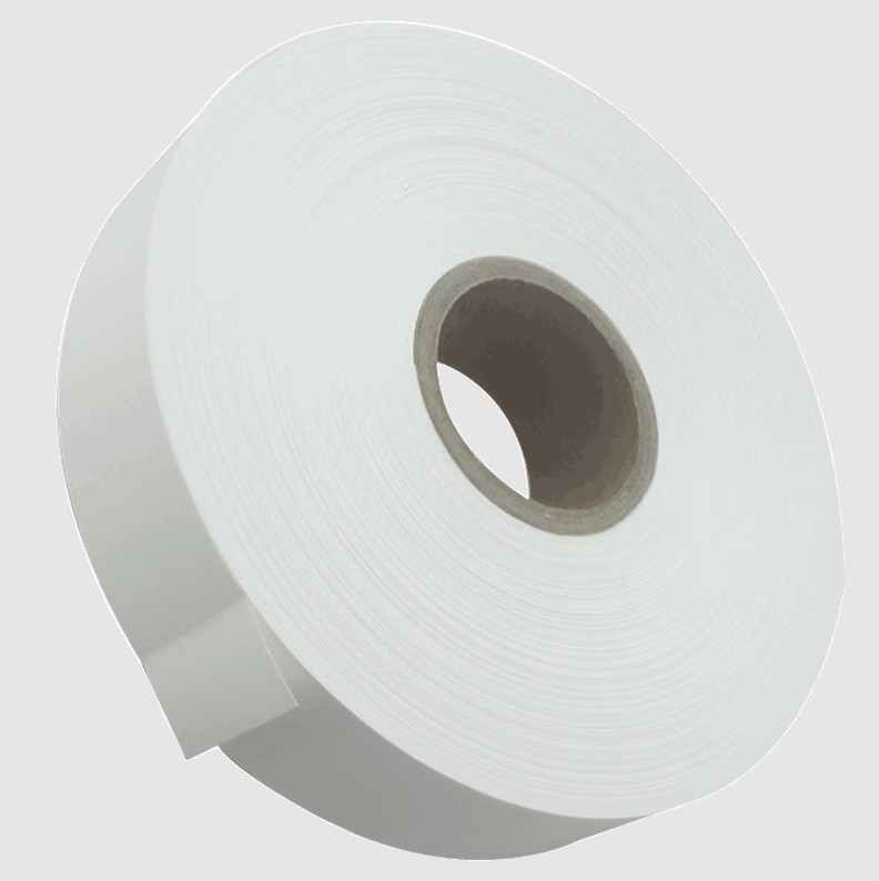 Slit edge satin wash care label white 25mm x 200m (1″ x 656′) approximate 1000