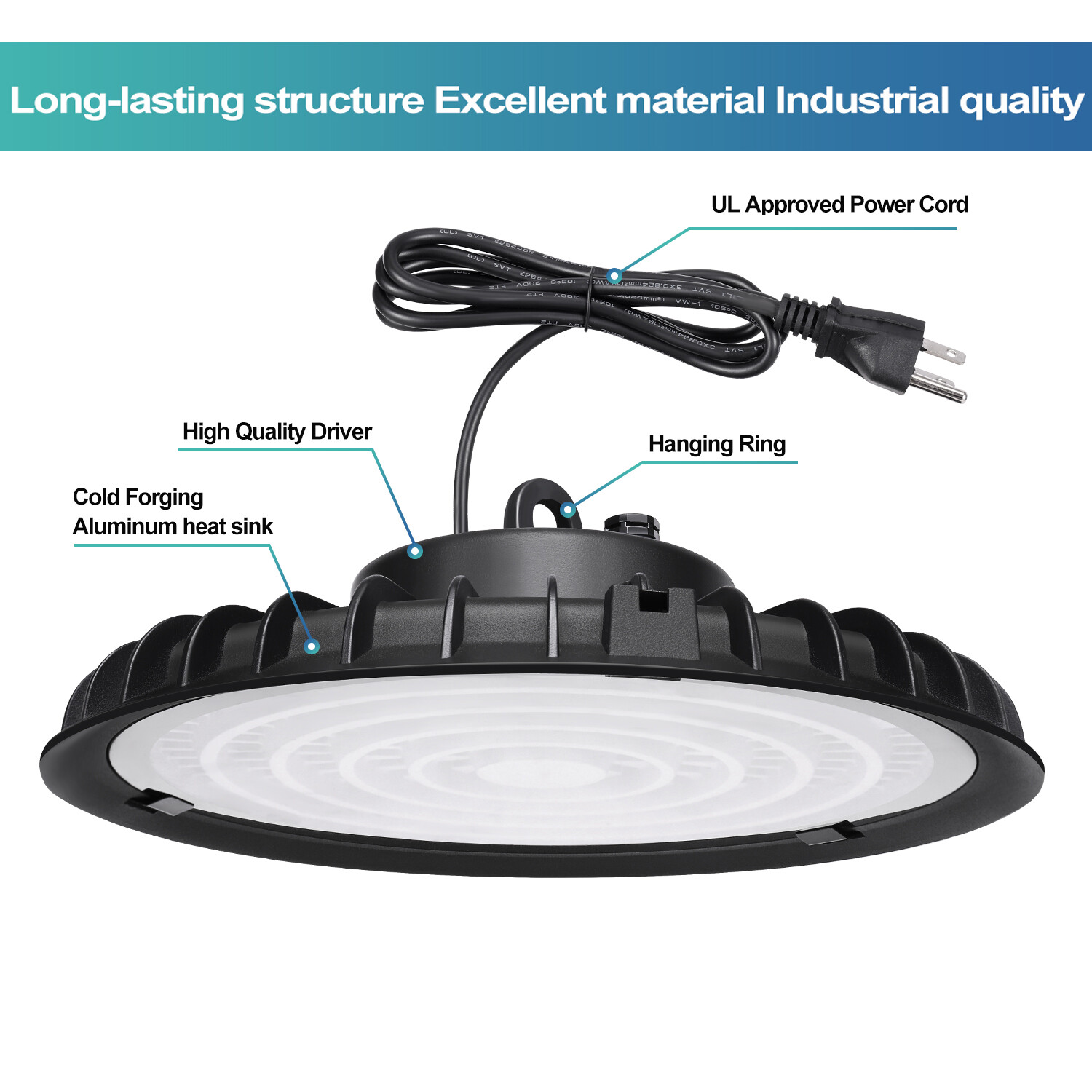 LED High Bay Light UFO 200W LED Shop Light Fixture Industrial Warehouse Light 8P