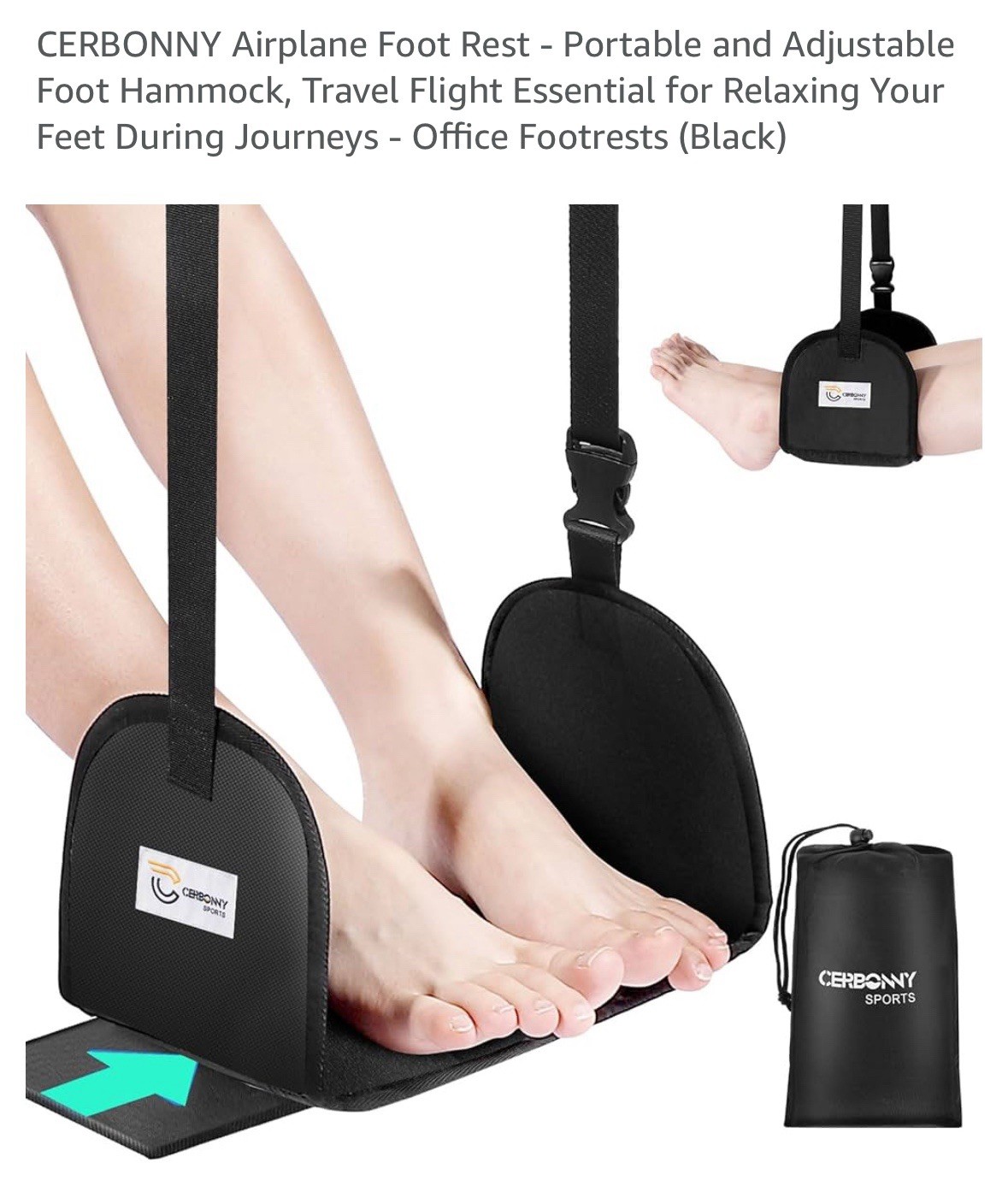 CERBONNY SPORTS Portable Airplane Footrest Hammock For Travel Pack Of 4