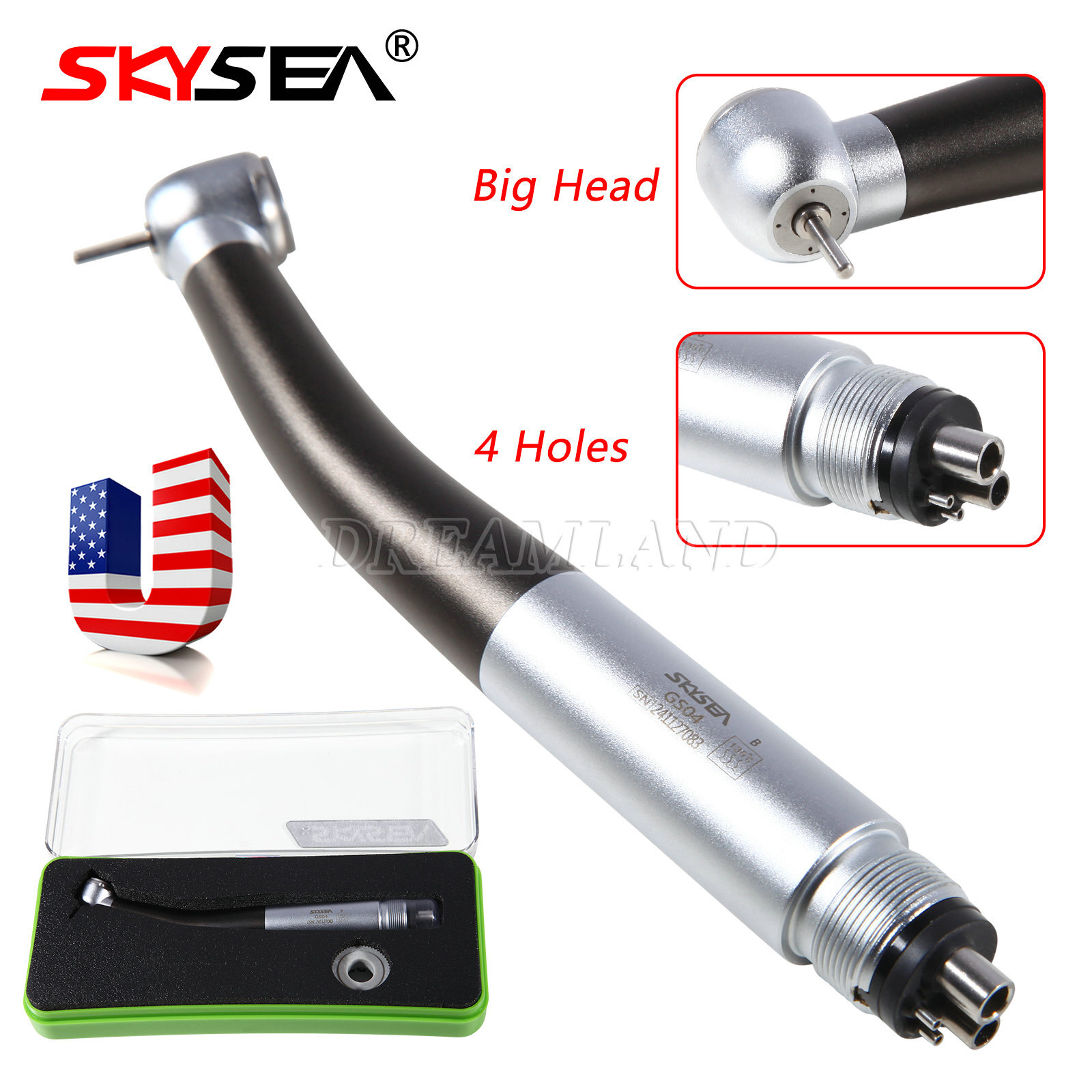 Dental Fiber Optic LED E-generator / High Speed Handpiece Turbine 2/4/6Holes USA