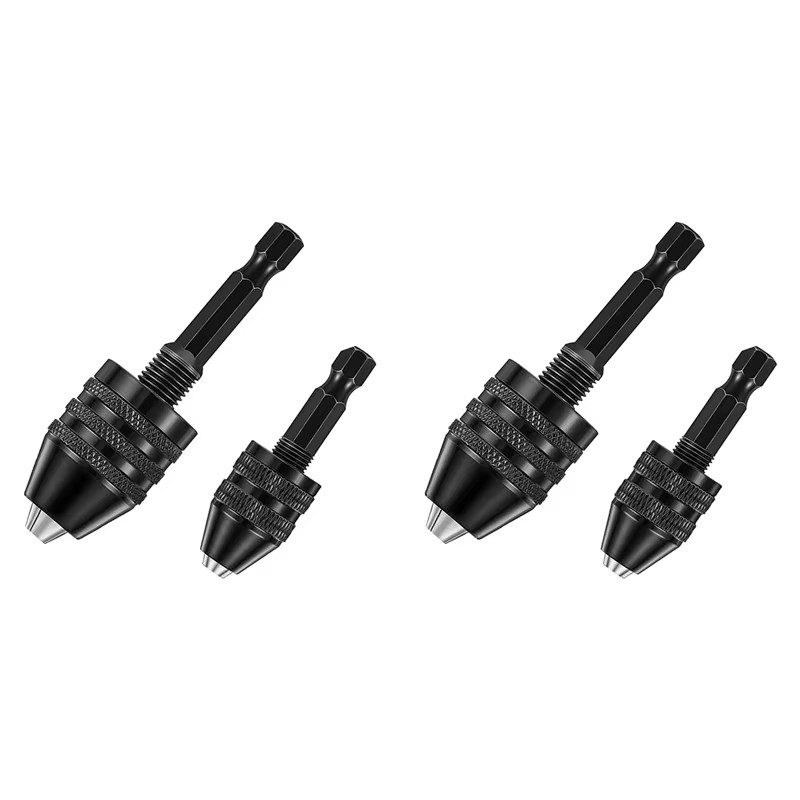 4Pcs 1/4″Hex Shank Keyless Drill Chuck Adapter Bit Quick Change Converter Driver