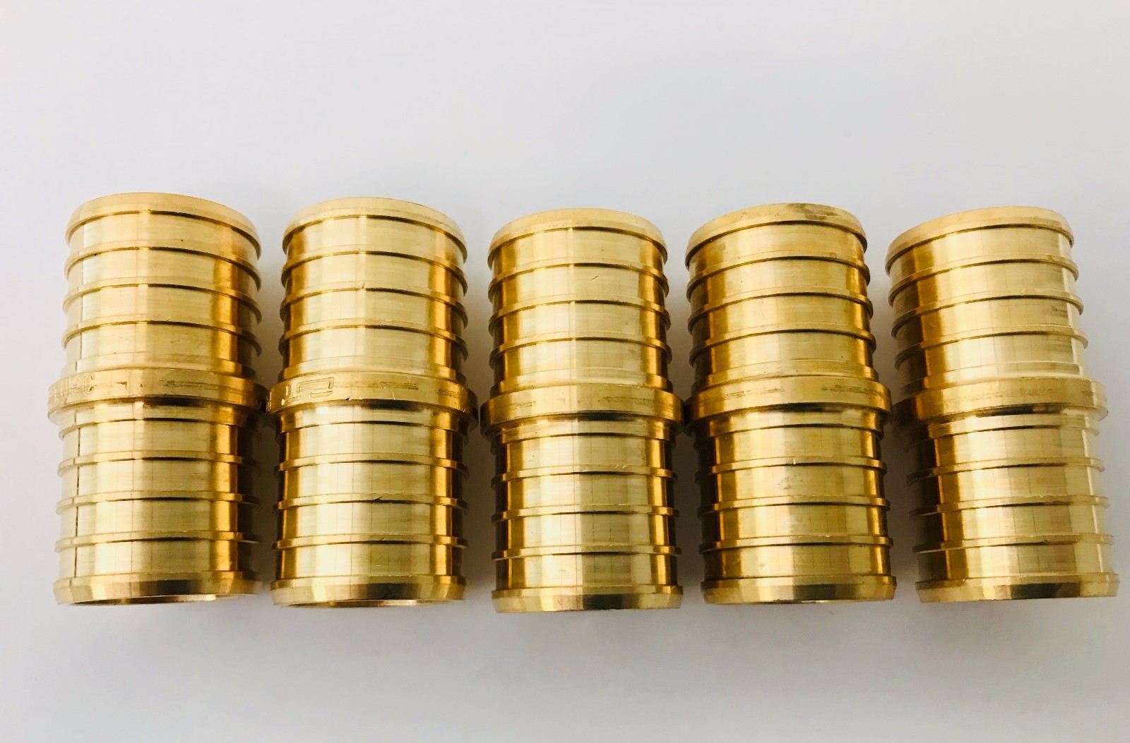 5 PCS EFIELD PEX 1″ X1″ Straight Coupling – Brass Barb Crimp FittingS, Lead Free