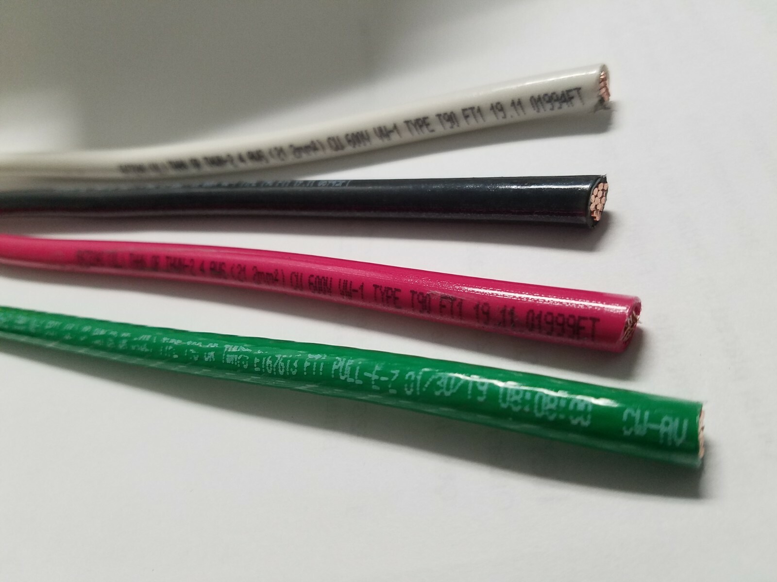 125′ EA THHN THWN 4 AWG GAUGE BLACK WHITE RED COPPER WIRE + 125 6 AWG GREEN