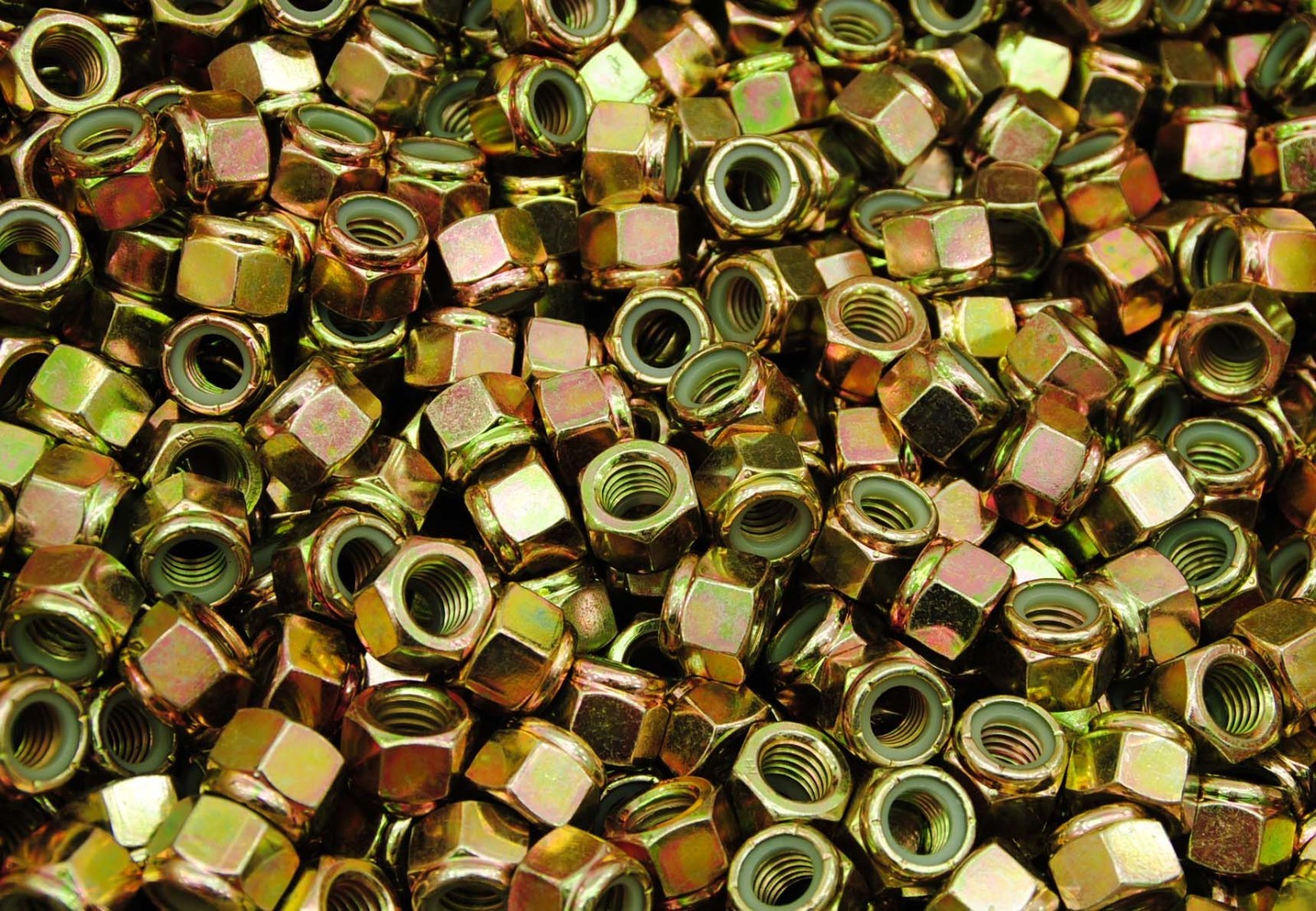 (100) Nyloc Grade 8/C Hex Locking Nuts 1/2-13 Yellow Zinc Plated Nylock