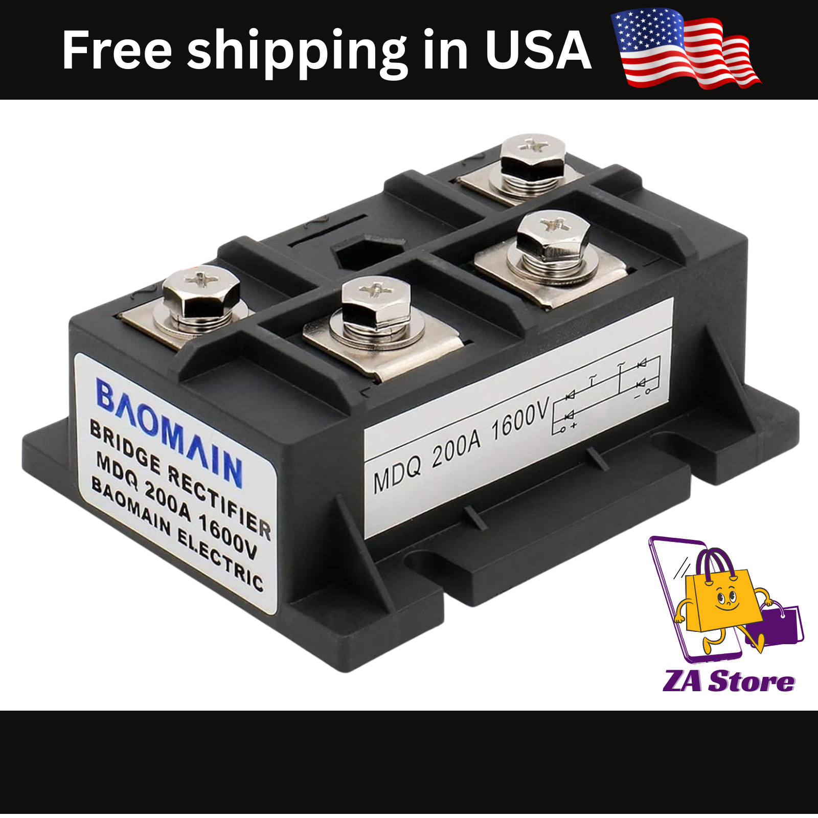 High Power MDQ-200A 200A 1600V Single-Phase Full Wave Bridge Rectifier Module..
