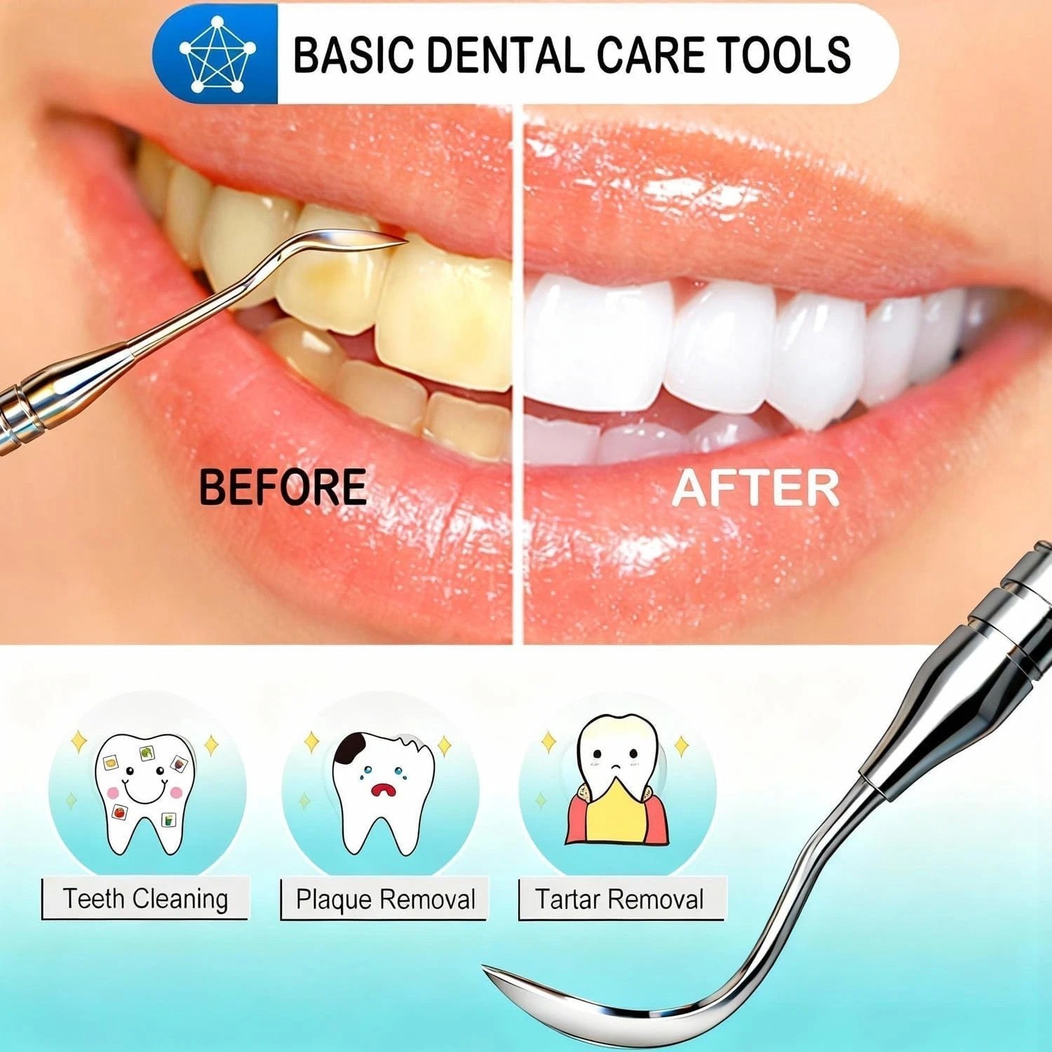 Dental Tools, Dental Pick for Teeth Cleaning, Stainless Steel Hygiene Kit