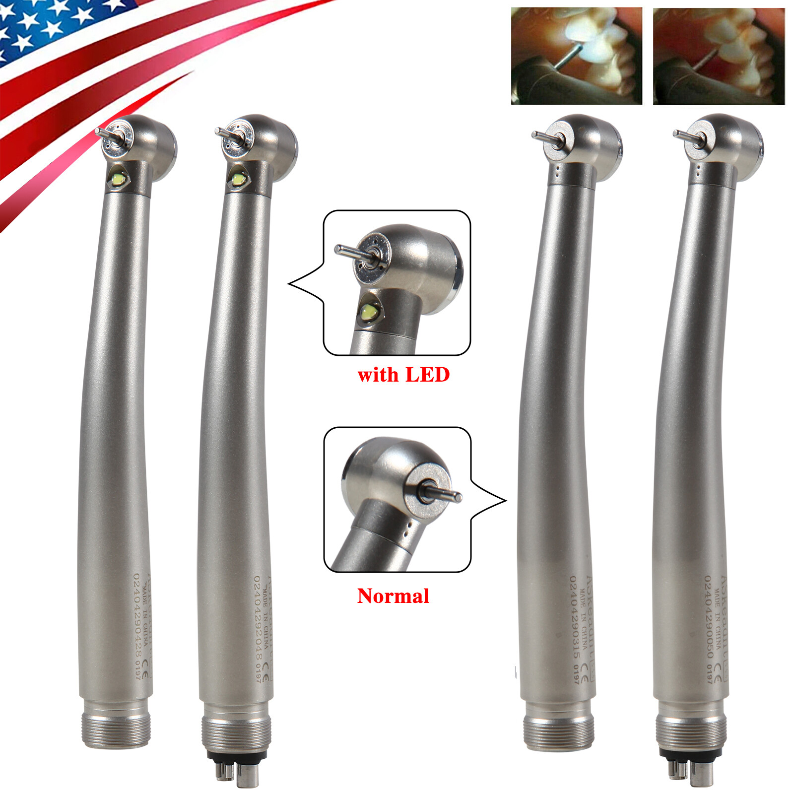 Dental Fiber Optic LED E-generator/ High Speed Handpiece Push Button 2/4 Holes