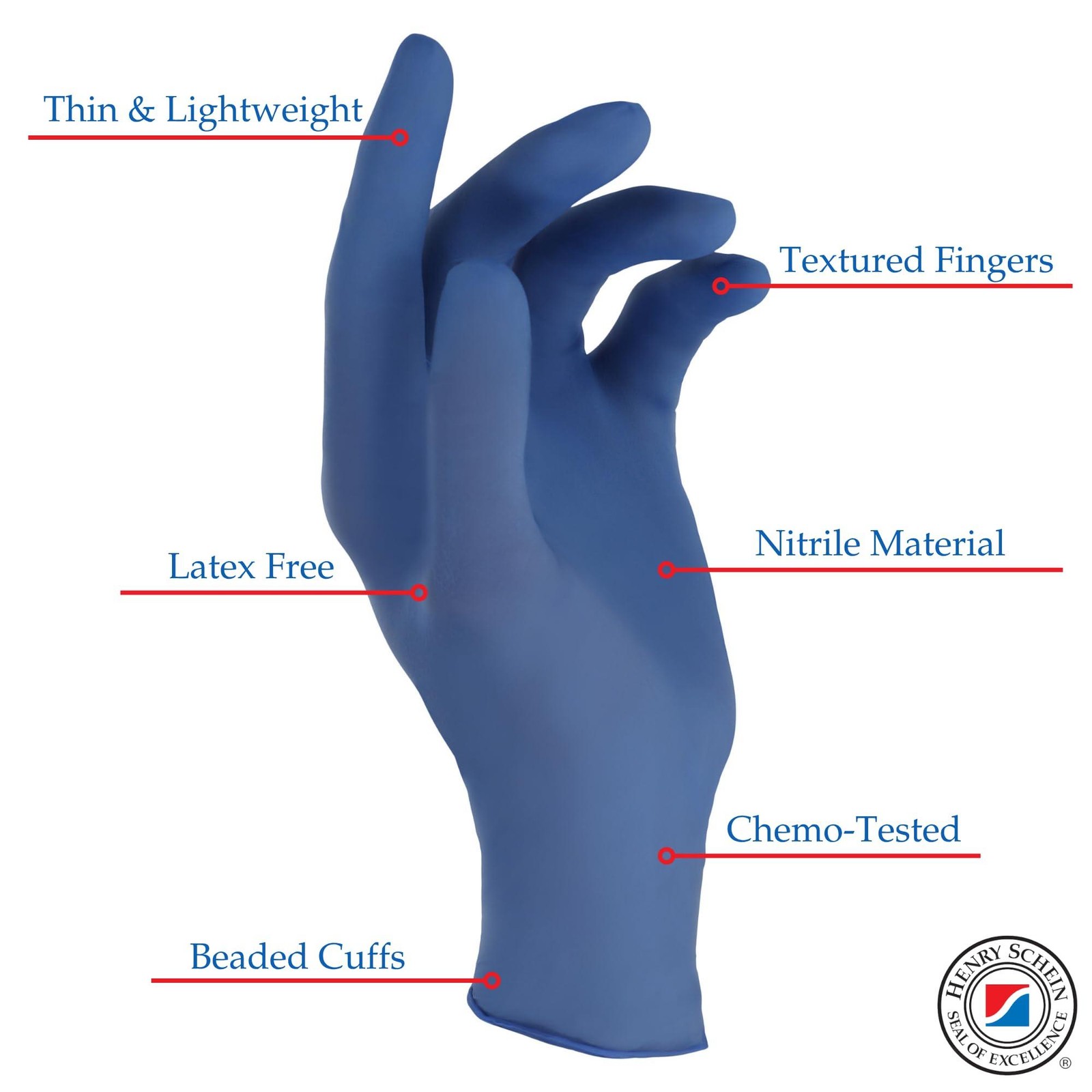 Henry Schein Criterion N200 Nitrile Exam Gloves, Latex-Free, Textured, Blue, Dis