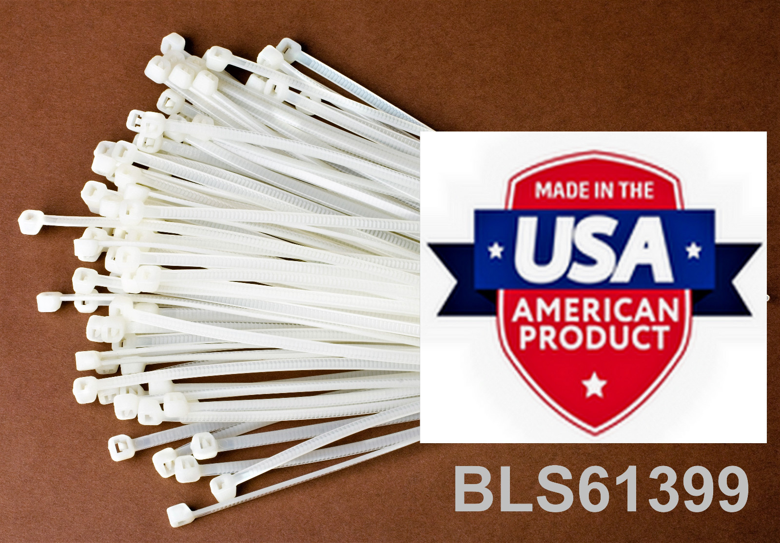 100 USA Made TOUGH TIES 9″ inch 40lb Nylon Tie Wraps Wire Cable Zip Ties White
