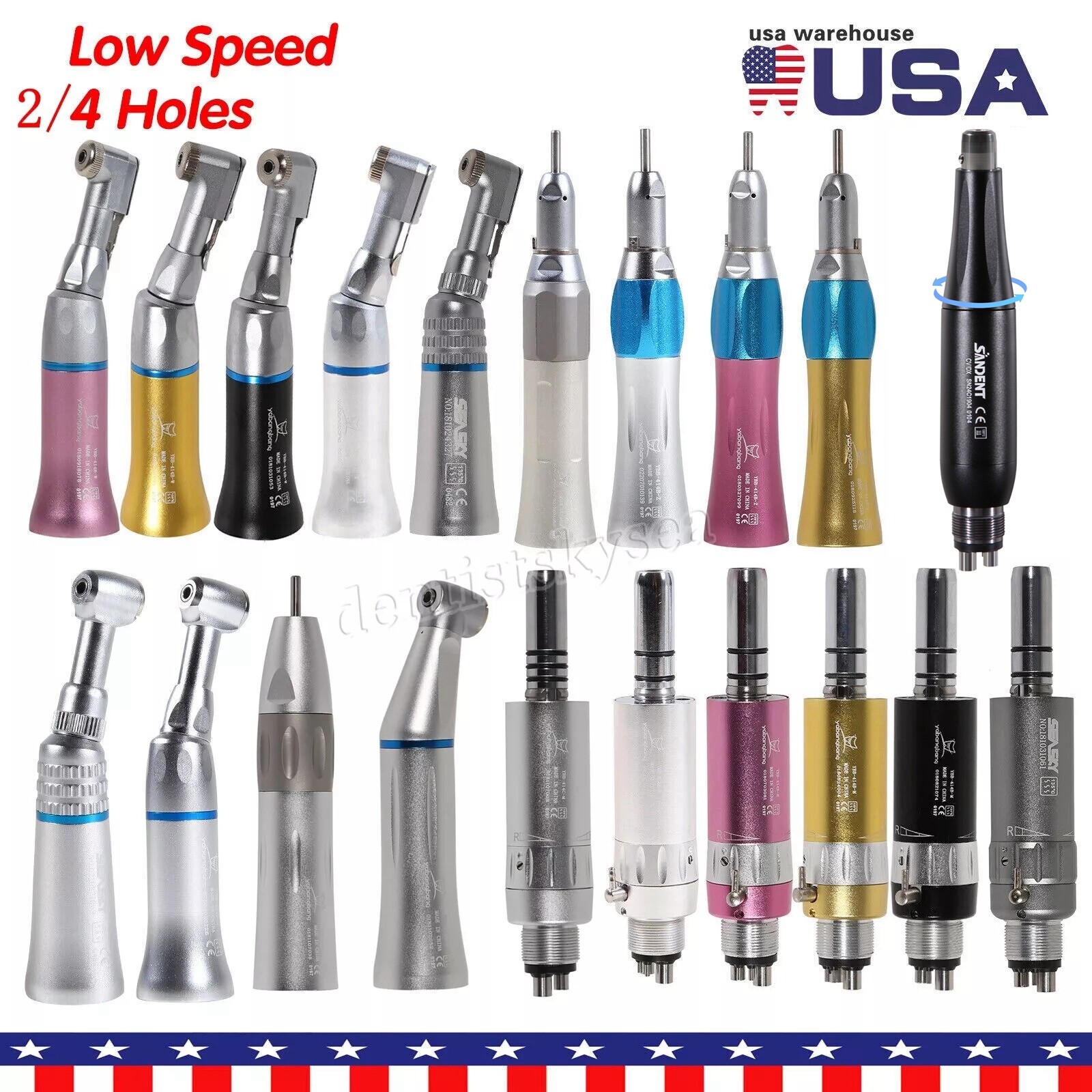 Dental Low Speed Handpiece Contra Angle Straight Air Motor / 4:1 Hygiene Prophy