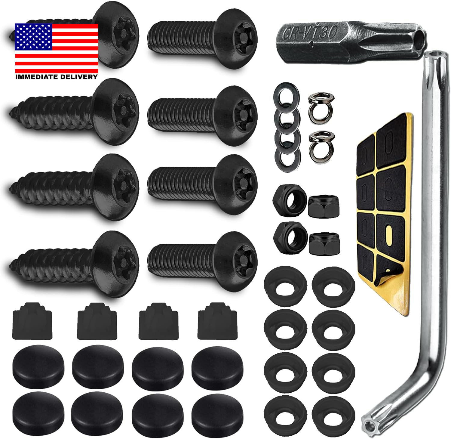 Anti Theft License Plate Screws Kits, Tamper Resistant Licence Plate Kit, 1/4″(M