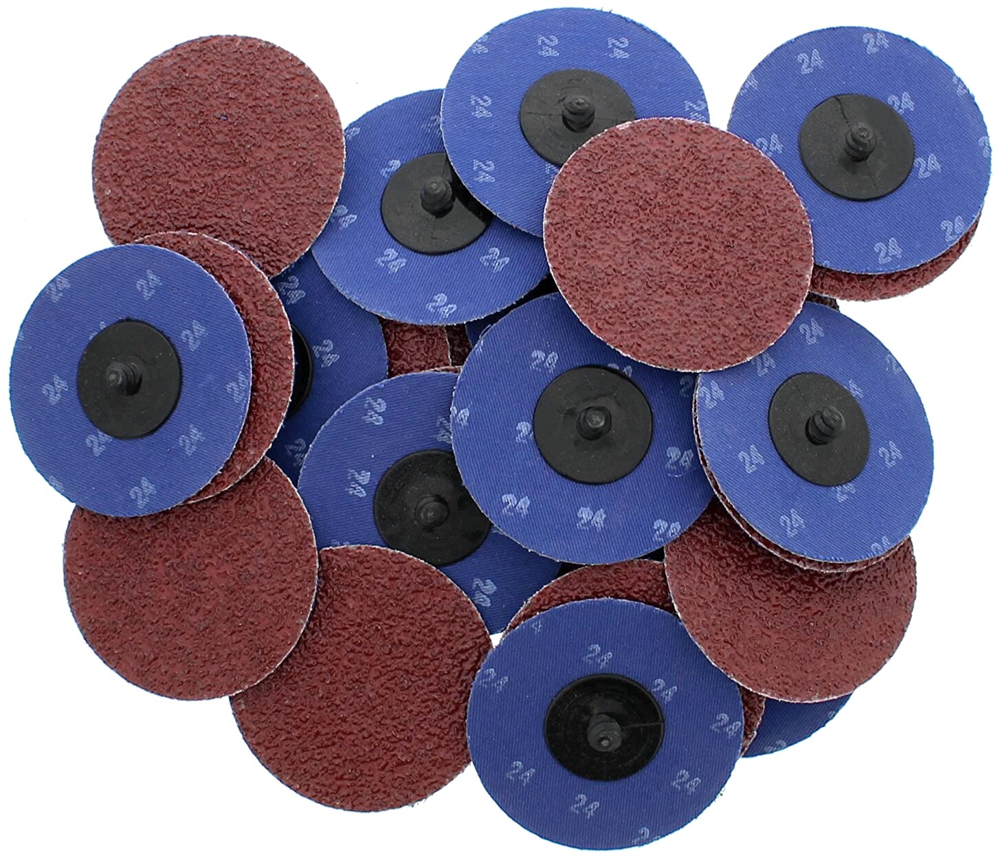 25PC 3 inch 24 Grit Quick Change Roll Lock Grinding Sanding Disc for Die Grinder