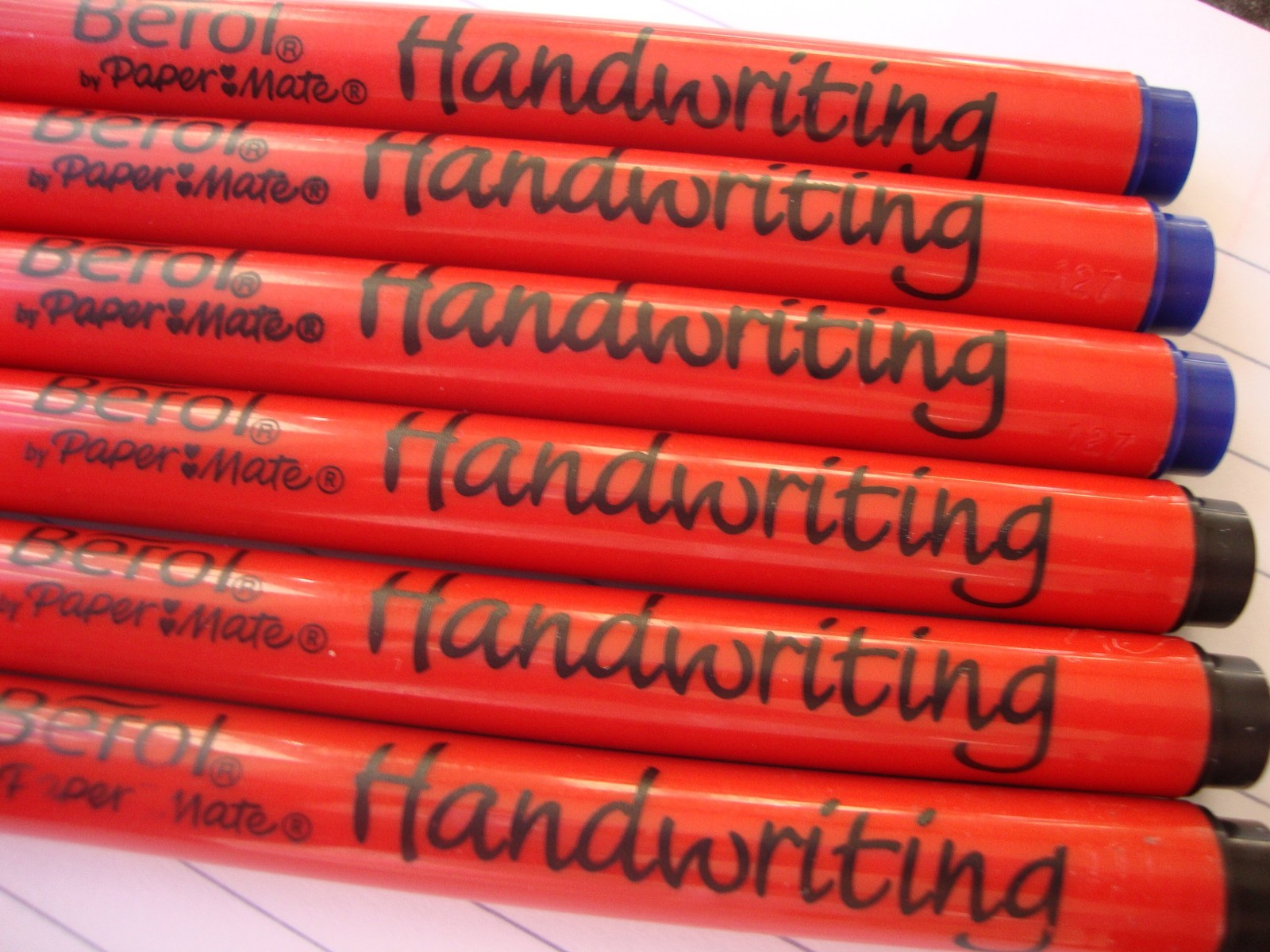 Berol Handwriting Pens Mixed Colors 3 Blue 3 Black Office School 6 Pack