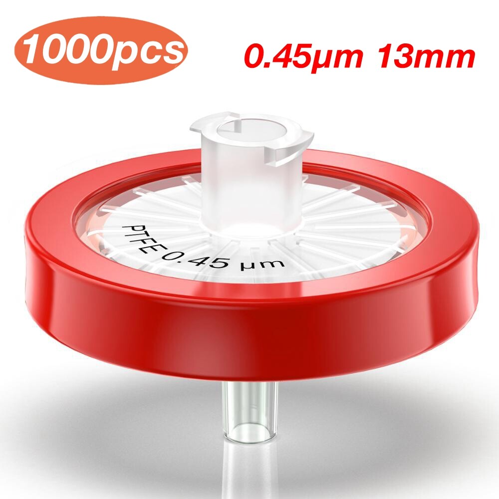 1000pcs Lab PTFE Membrane Syringe Filter 13mm Diameter 0.45μm PP Prefilter HPLC