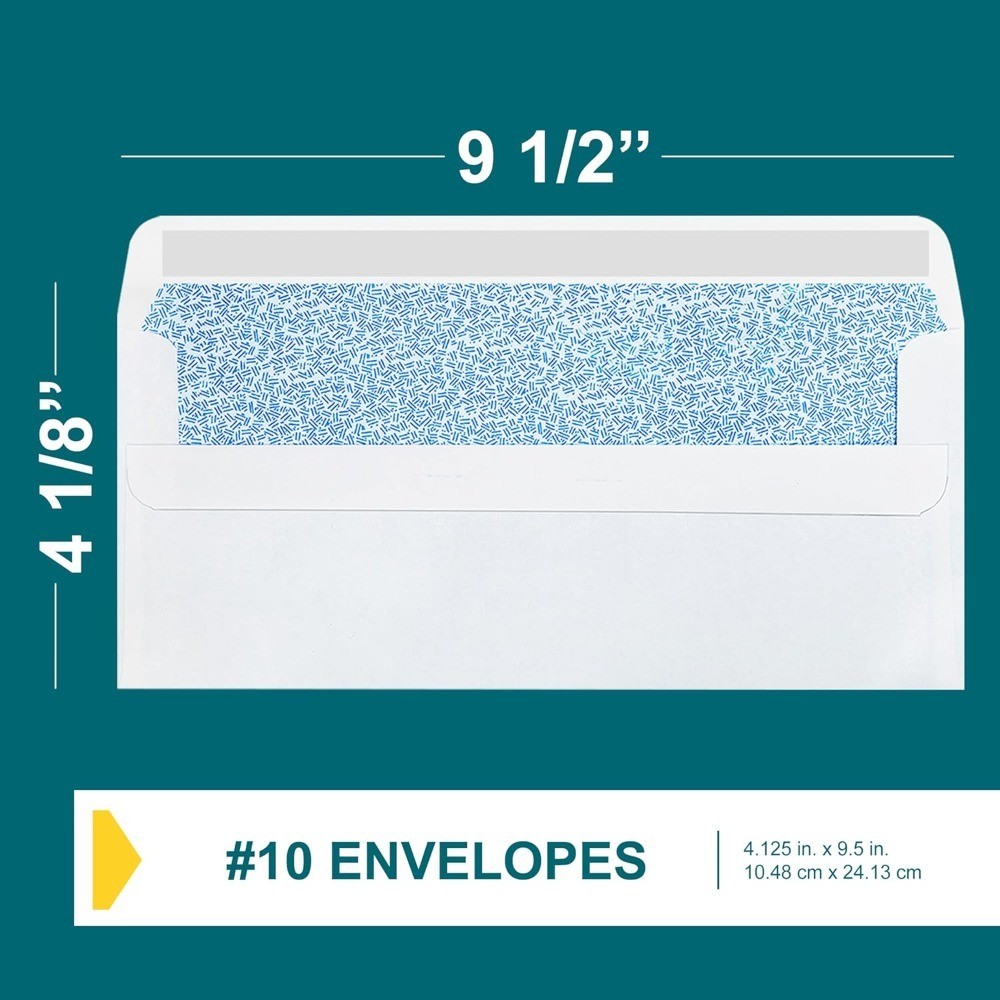 Left Window Envelopes Self Seal 20 Pack 4 1/8 x 9 1/2 Inches Flip & Seal Closure