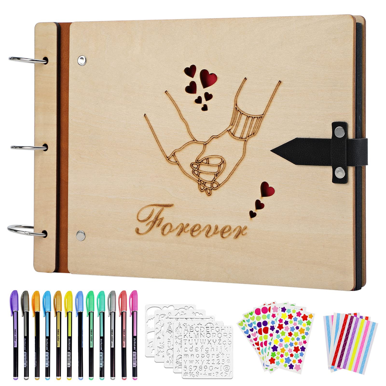 ZEEYUAN Scrapbook Couples Photo Album Love 4×6 inches, Light Wood Color