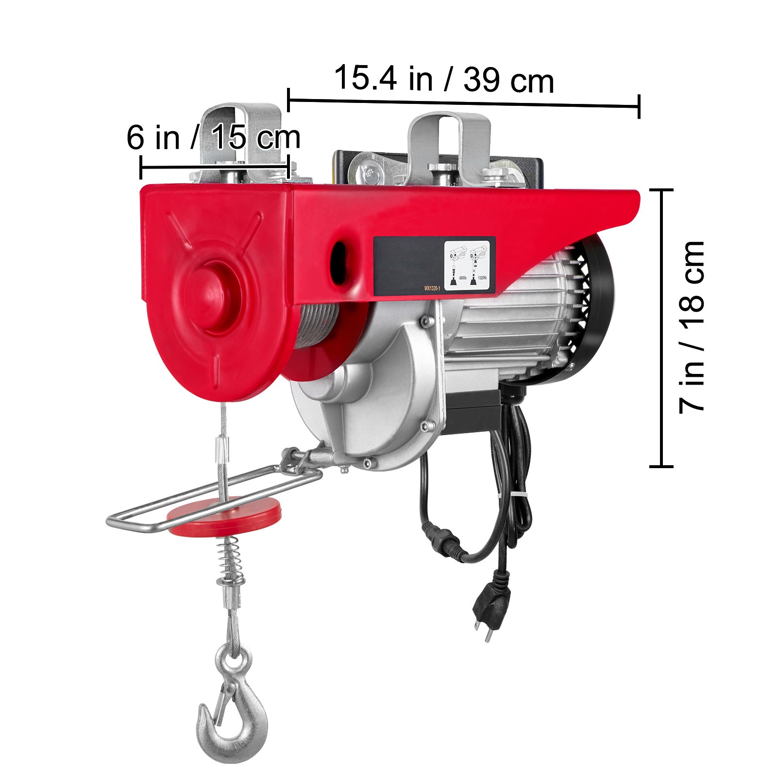 VEVOR Electric Hoist 110V Electric Winch 1320lbs with Wireless Remote Control