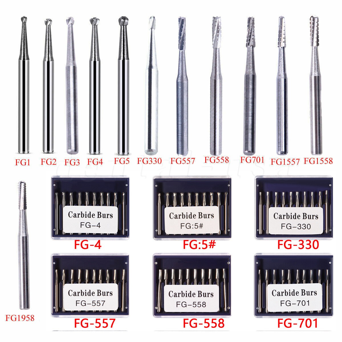Dental Burs FG 330 557 701 Pear High Speed Tungsten Carbide Burr 19mm Midwest