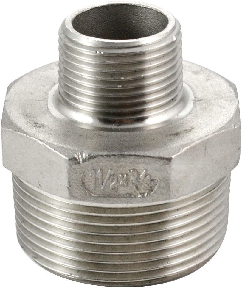 1.5″ to 3/4″ Male NPT Hex Nipple Pipe Fitting Reducer Reducing Adapter Stainless