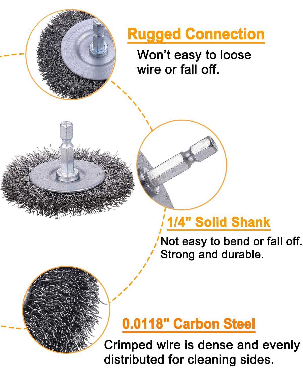 40 Pack Carbon Steel Wire Wheel Brush with 1/4-Inch Hex Shank, Cup Brush, Whe…