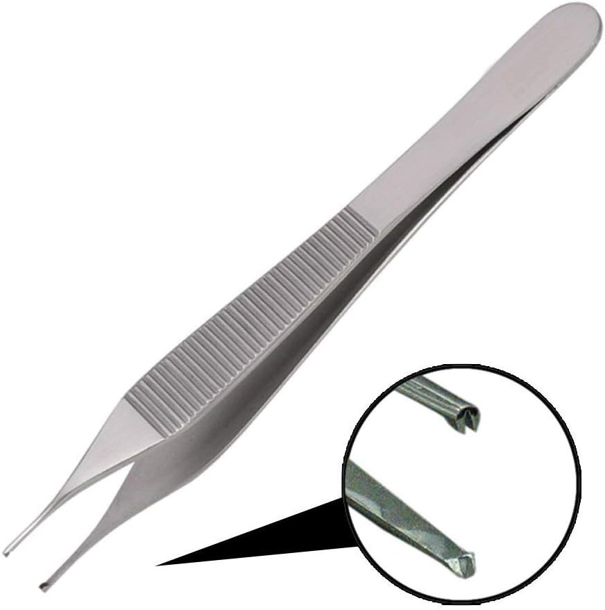 Set of 3 Micro/Fine Point Adson Tissue 1X2 Teeth Forceps 4.75″
