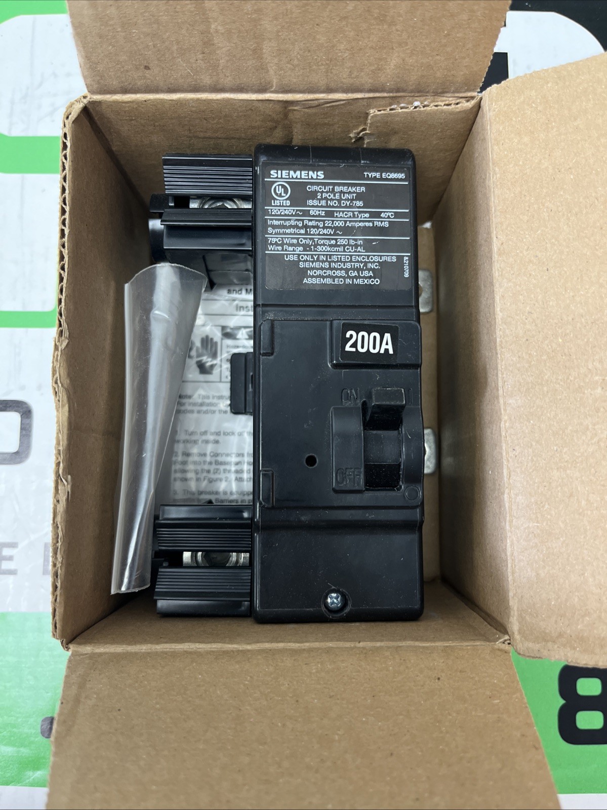 Siemens MBK200A 200A 2-Pole 120/240V Main Breaker Kit EQ8695 NOS WARRANTY