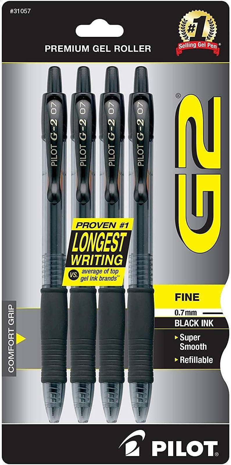 Pilot G2 Pens, Premium Refillable and Retractable Rolling Ball Gel Pens, Fine