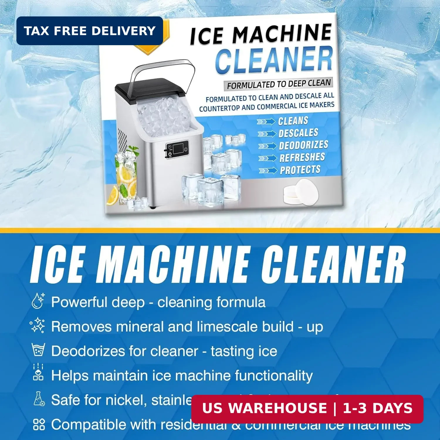 Ice Machine Cleaner Tablets, Countertop Ice Maker Cleaner, 36 Counts Descaler, N