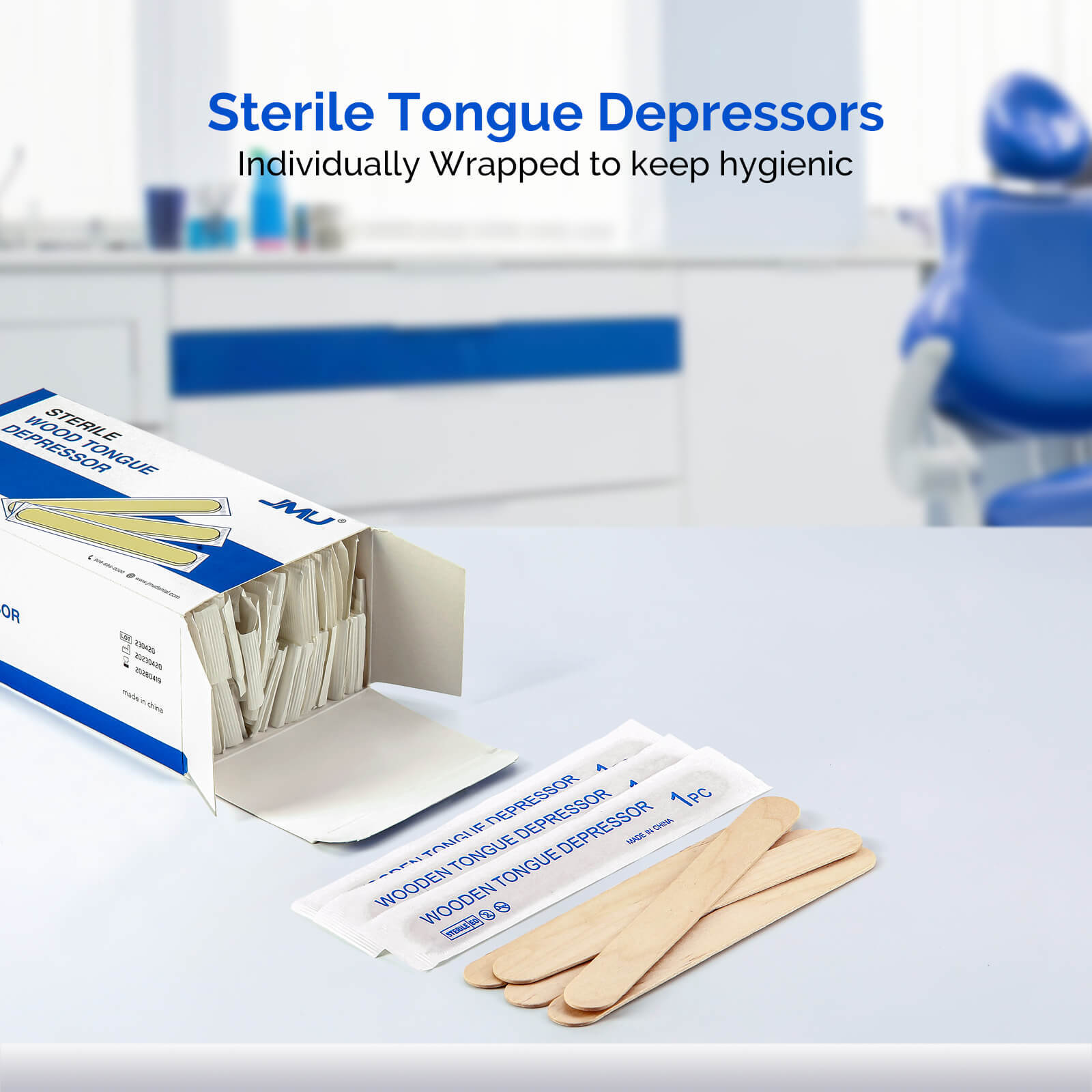 200pcs Wooden Tongue Depressors 6” Sterile Individually Wrapped Medical Purpose
