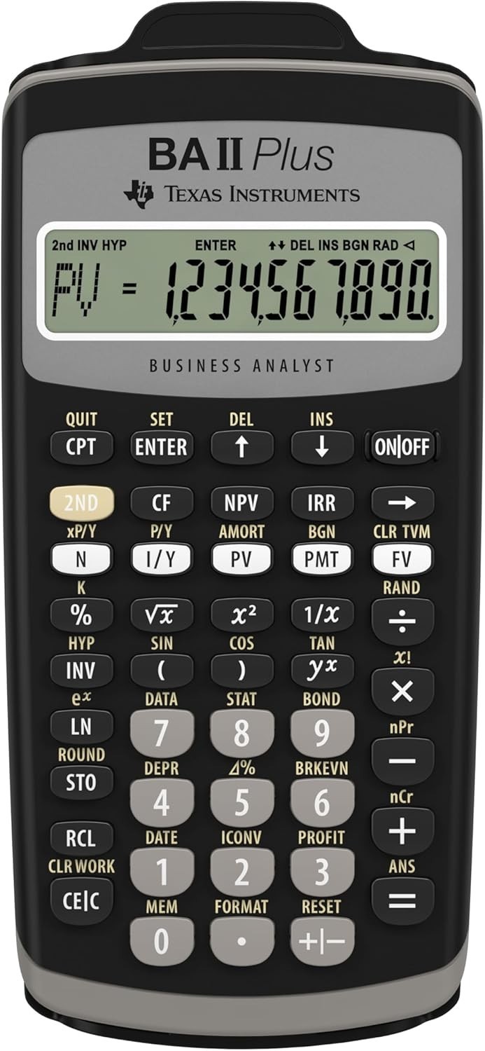 Durable BA II Plus Financial Calculator with Built-in Memory – Black Medium Size