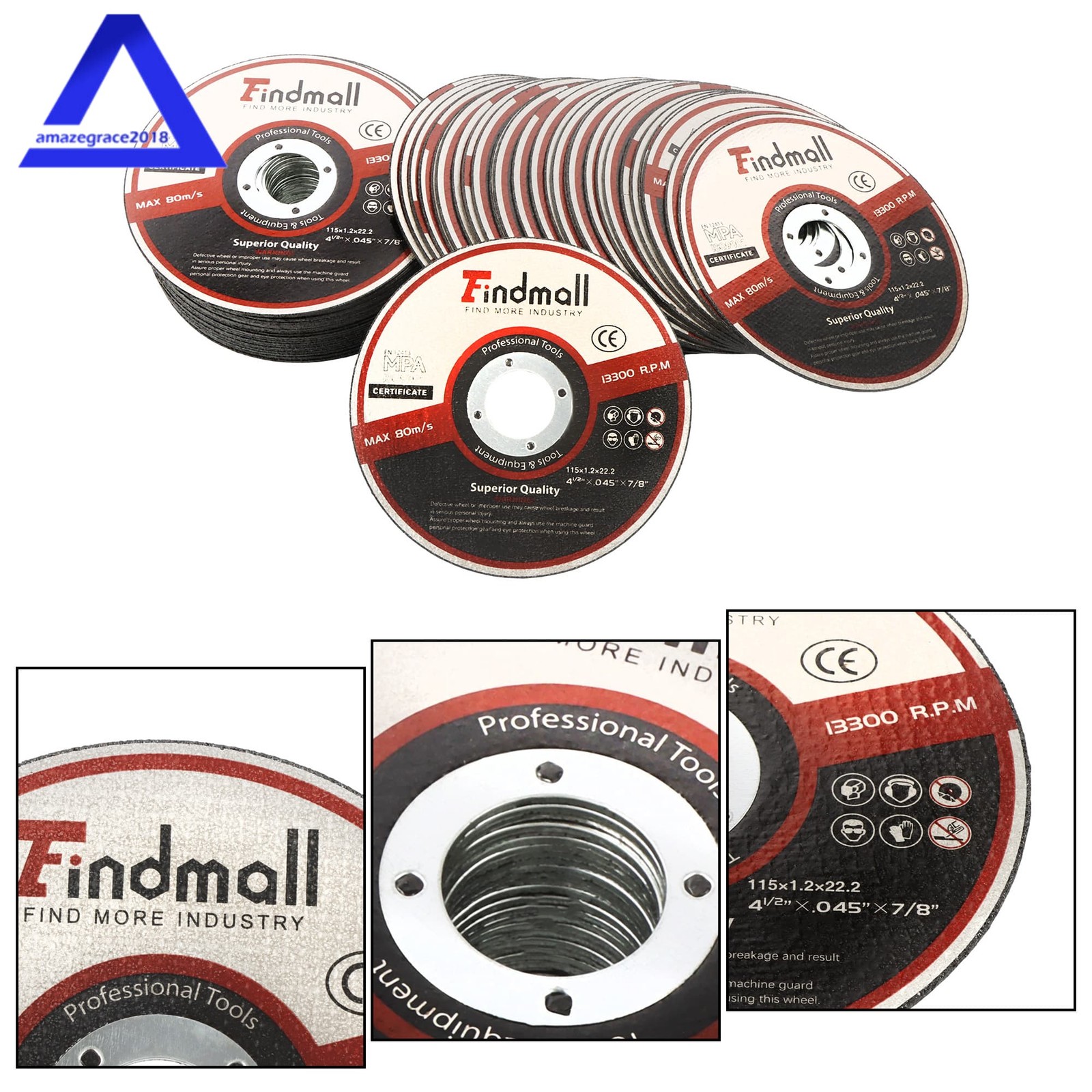 4.5″×3/64″×7/8″ Cutting Disc Ultra Thin Cut Off Wheel For Angle Grinder 55Pcs