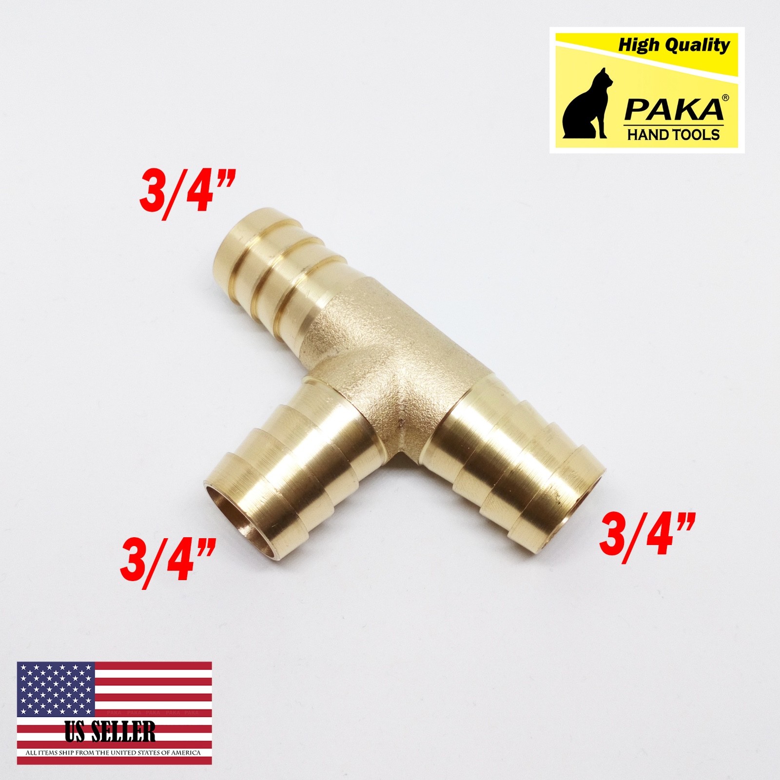 1 PC – 3/4 HOSE BARB TEE Brass Pipe 3 WAY T Fitting Thread Gas Fuel Water Air